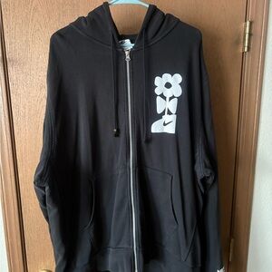 Nike Black Zip-Up Hoodie Flower Graphic